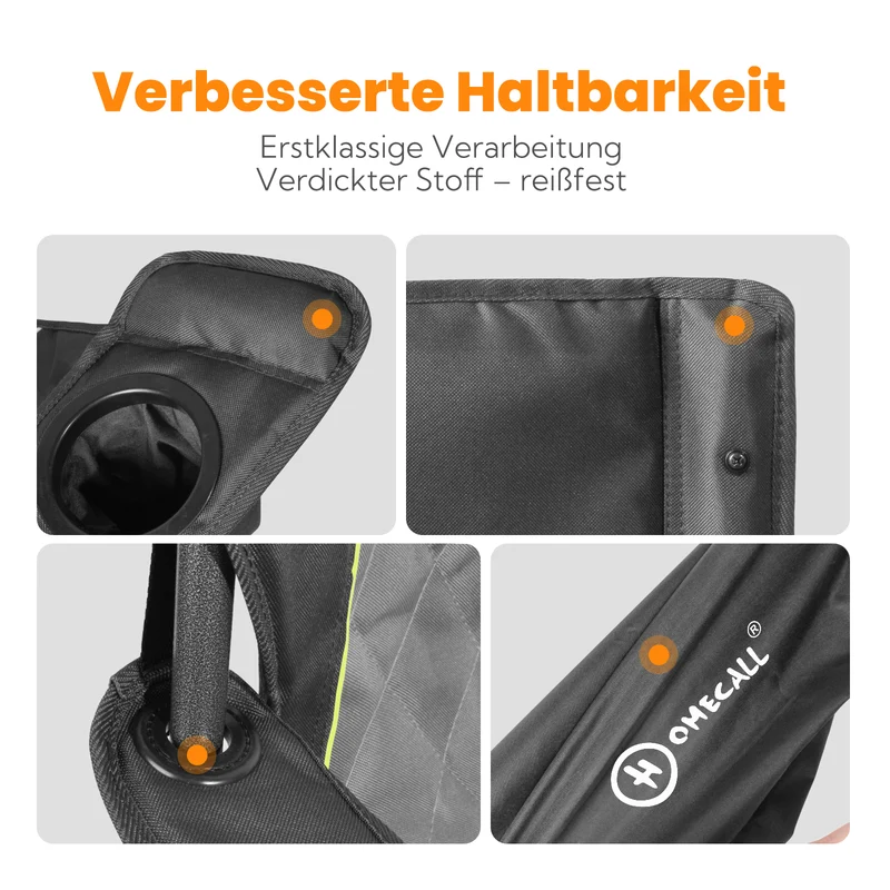 Campingstuhl XXL faltbar mit extra hoher Tragkraft – Robuster Outdoorstuhl mit Getränkehalter für Camping, Garten & Balkon