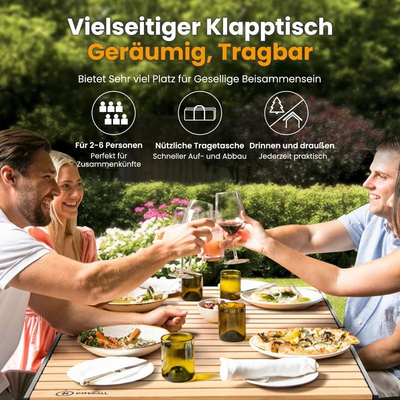 Campingtisch klappbar – Großer Aluminium Klapptisch für Garten, Balkon und Camping, bis 100 kg belastbar
