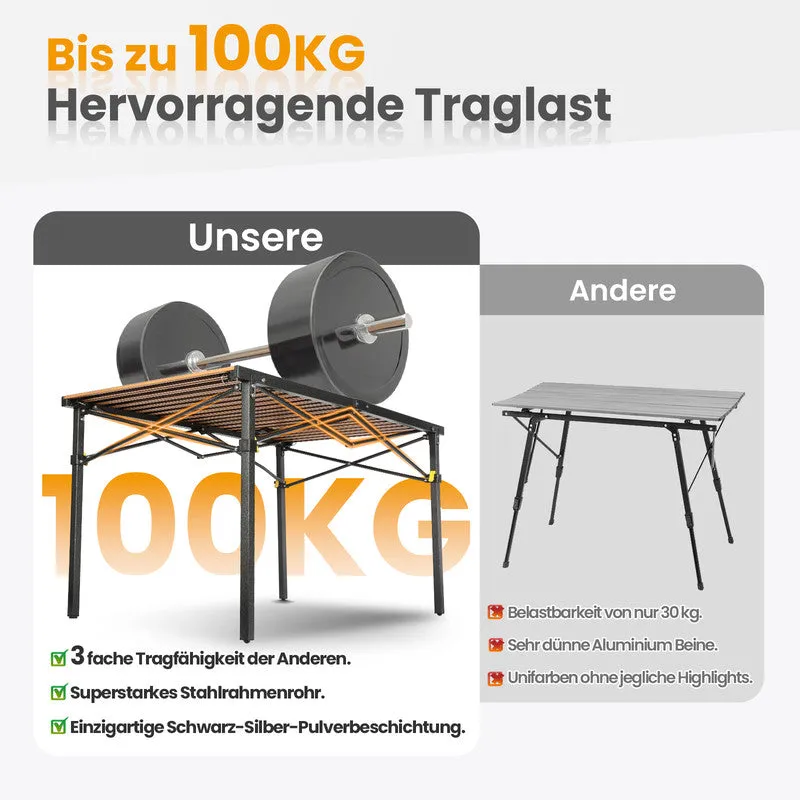 Campingtisch klappbar – Großer Aluminium Klapptisch für Garten, Balkon und Camping, bis 100 kg belastbar