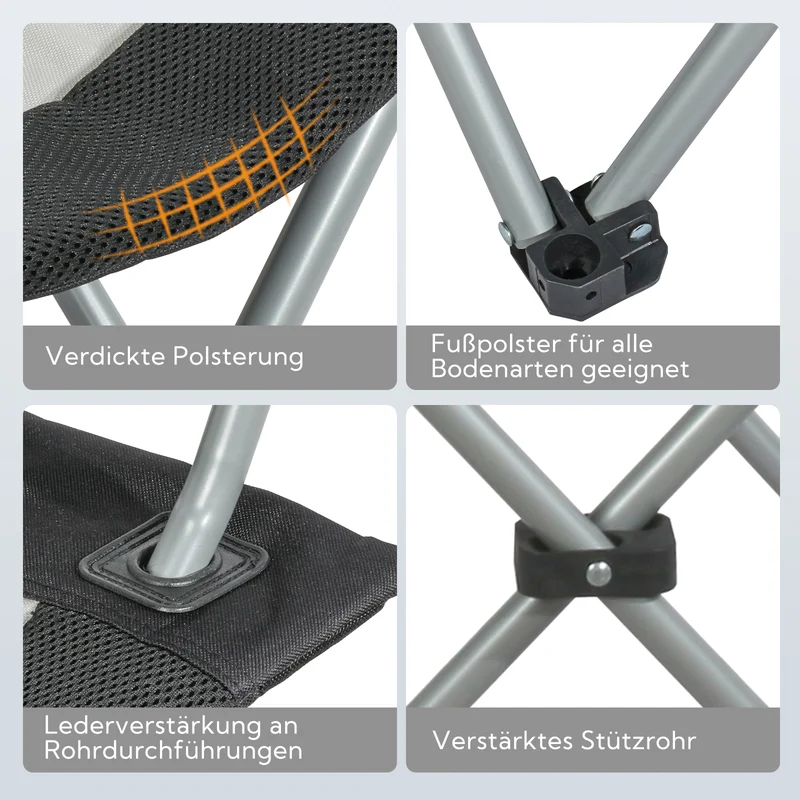 HOMECALL Campingstuhl Hochlehner klappbar – gepolsterter Outdoorstuhl bis 150 kg belastbar Weiß/Schwarz | B-Ware Sonderposten