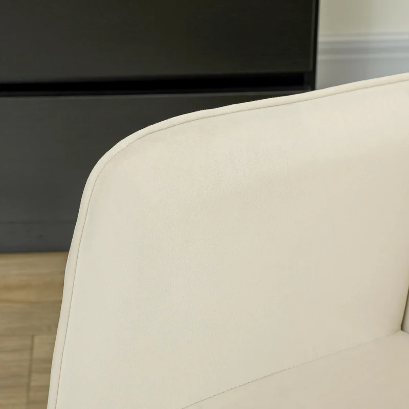 HOMCOM Schaukelstuhl, Schaukelsessel mit Samtoptik, Armlehne, Gepolsterter Sessel mit Holzkufen, Relaxsessel für Wohnzimmer, Schlafzimmer, bis 120kg belastbar, Beige