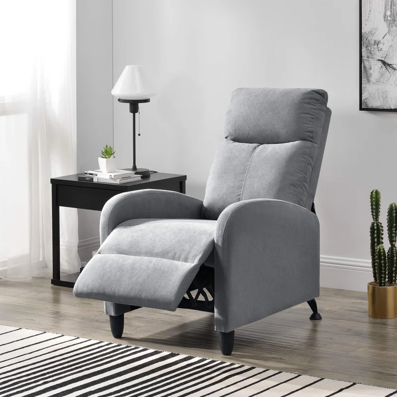 [en.casa] Polstersessel Bregenz Relaxsessel Relaxliege 102x60x92 cm Liegesessel Fernsehsessel Sessel mit Verstellbarer Rückenlehne TV Sessel aus Textil Hellgrau