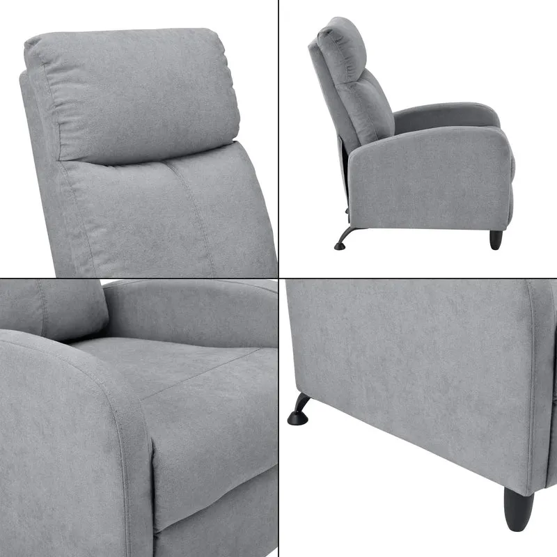 [en.casa] Polstersessel Bregenz Relaxsessel Relaxliege 102x60x92 cm Liegesessel Fernsehsessel Sessel mit Verstellbarer Rückenlehne TV Sessel aus Textil Hellgrau