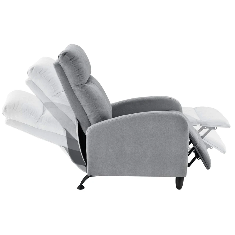[en.casa] Polstersessel Bregenz Relaxsessel Relaxliege 102x60x92 cm Liegesessel Fernsehsessel Sessel mit Verstellbarer Rückenlehne TV Sessel aus Textil Hellgrau