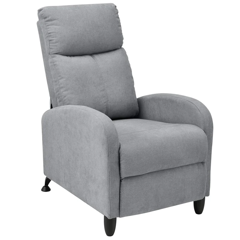 [en.casa] Polstersessel Bregenz Relaxsessel Relaxliege 102x60x92 cm Liegesessel Fernsehsessel Sessel mit Verstellbarer Rückenlehne TV Sessel aus Textil Hellgrau