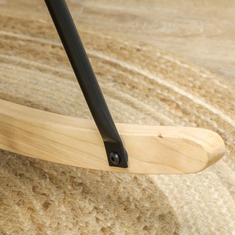 HOMCOM Schaukelstuhl, Schaukelsessel mit Berbervliesoptik, Armlehne, Gepolsterter Sessel mit Holzkufen, Relaxsessel für Wohnzimmer, Schlafzimmer, bis 120kg belastbar, Weiß