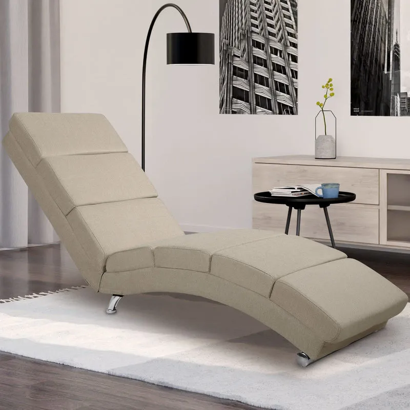 Casaria® Relaxliege XXL London 186x89x55cm Ergonomisch Stoff Gepolstert 180kg Belastbarkeit Wohnzimmer Büro Indoor Chaiselongue Relaxsessel Liege Beige