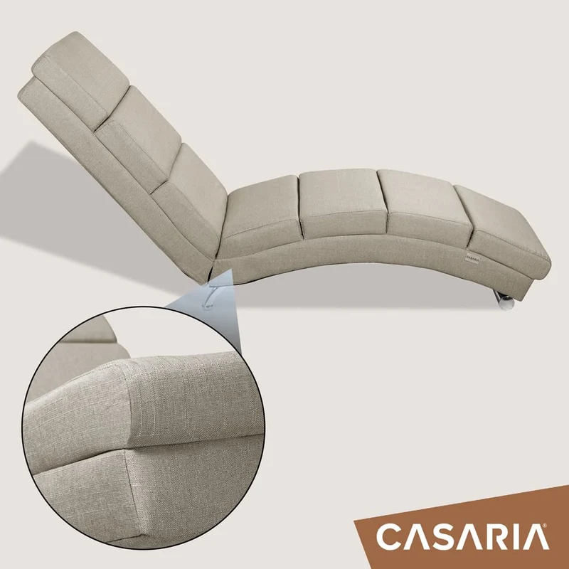 Casaria® Relaxliege XXL London 186x89x55cm Ergonomisch Stoff Gepolstert 180kg Belastbarkeit Wohnzimmer Büro Indoor Chaiselongue Relaxsessel Liege Beige