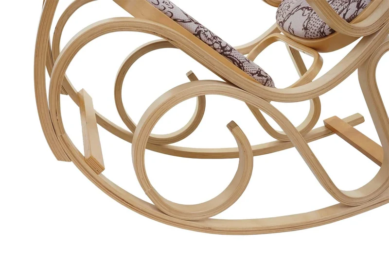 Mendler Schaukelstuhl M41, Schwingsessel Fernsehsessel, Massiv-Holz - Eiche-Optik, Stoff/Textil Jacquard braun