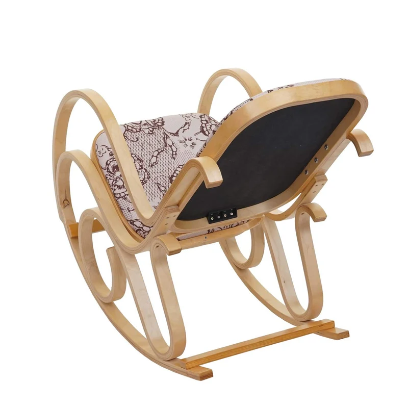 Mendler Schaukelstuhl M41, Schwingsessel Fernsehsessel, Massiv-Holz - Eiche-Optik, Stoff/Textil Jacquard braun