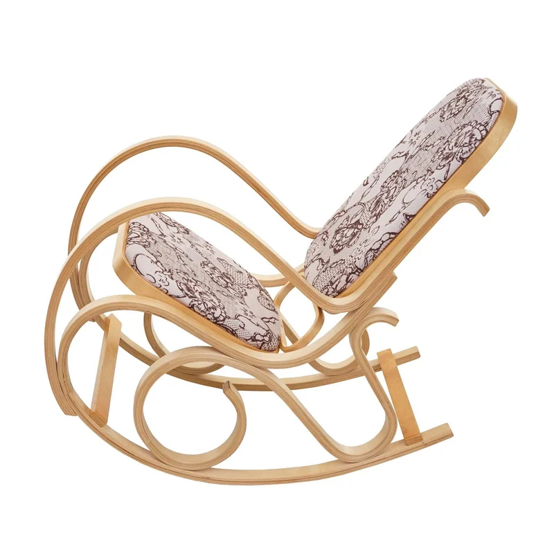 Mendler Schaukelstuhl M41, Schwingsessel Fernsehsessel, Massiv-Holz - Eiche-Optik, Stoff/Textil Jacquard braun