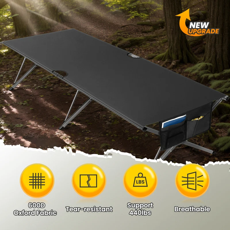 XXL Campingbett klappbar bis 200 kg – stabiles Feldbett mit Tragetasche, faltbar und extra groß