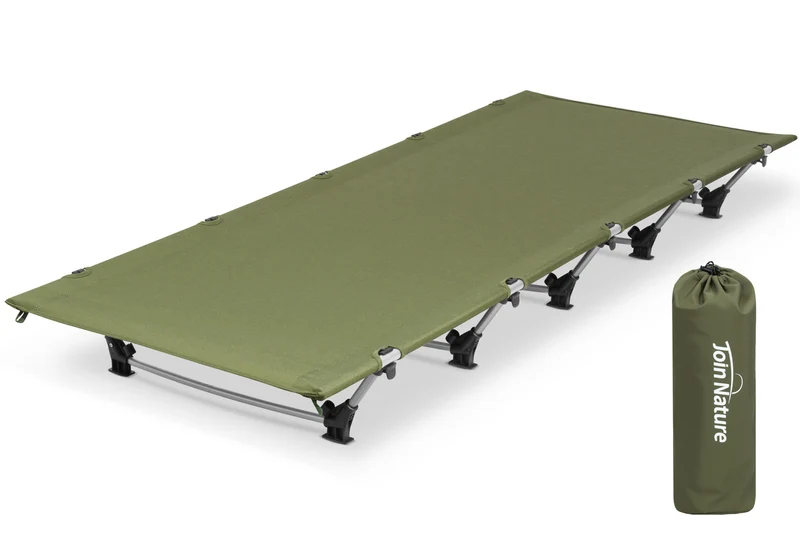 Campingbett klappbar bis 150 kg – faltbares Feldbett aus Aluminium, kompakt und ultraleicht, grün