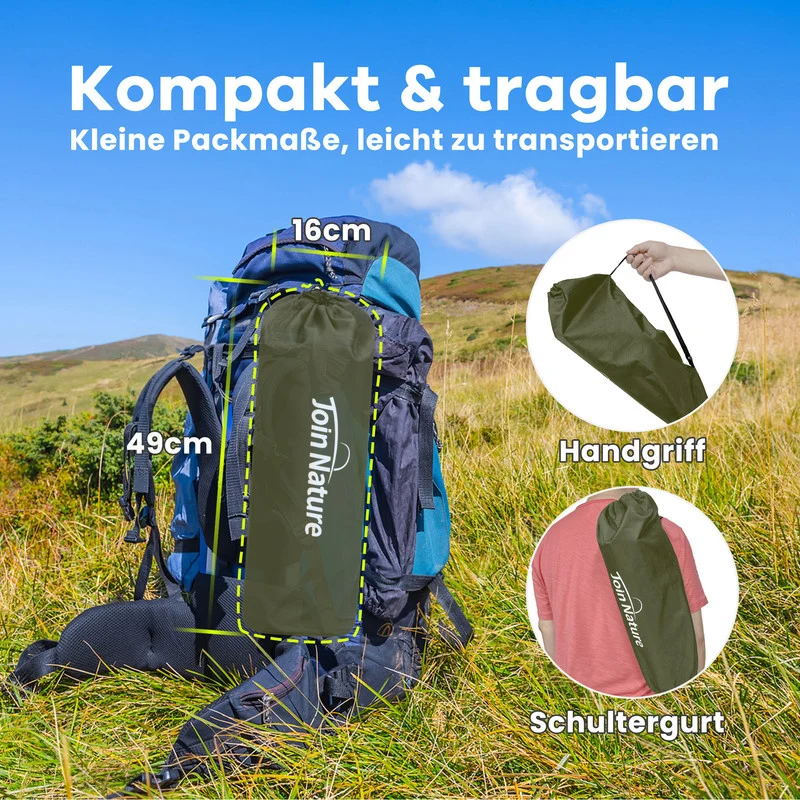 Campingbett klappbar bis 150 kg – faltbares Feldbett aus Aluminium, kompakt und ultraleicht, grün