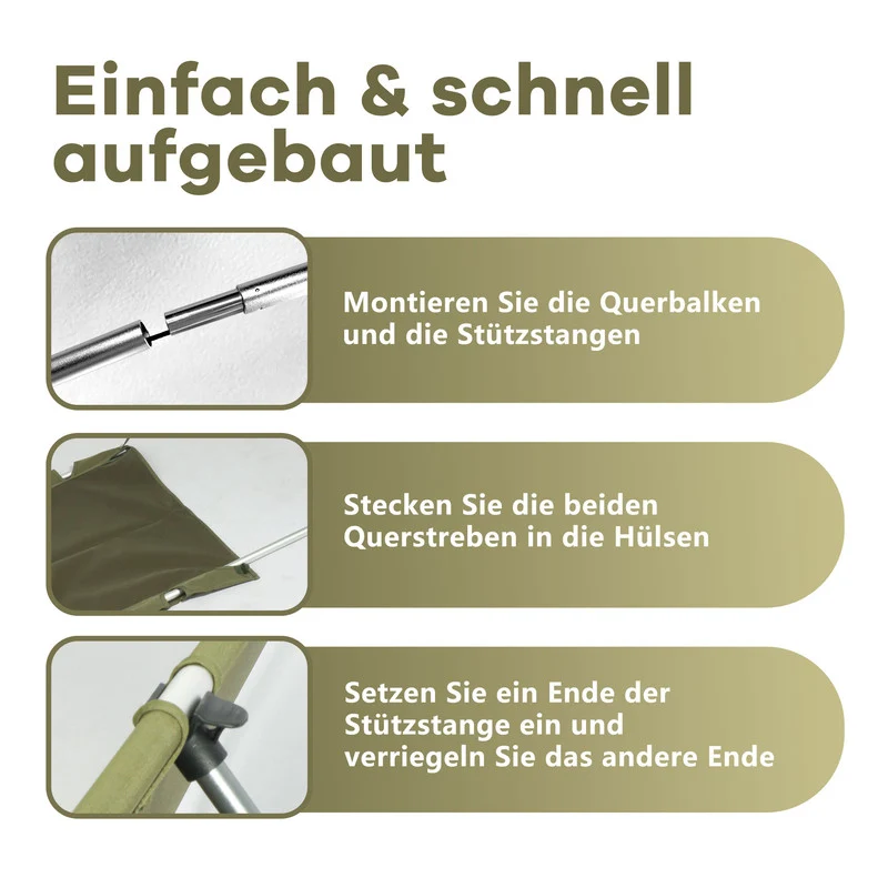 Campingbett klappbar bis 150 kg – faltbares Feldbett aus Aluminium, kompakt und ultraleicht, grün