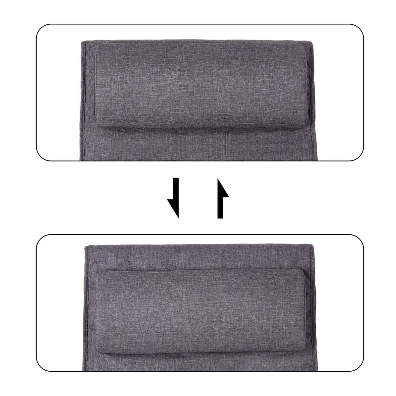 SONGMICS Schaukelstuhl, Relaxstuhl, 5-Fach verstellbare Fußstütze, bis 150 kg belastbar, Gestell aus Birkenholz, Abnehmbarer Bezug des Kopfkissens, 125 x 67 x 91 cm, dunkelgrau LYY42GYZ