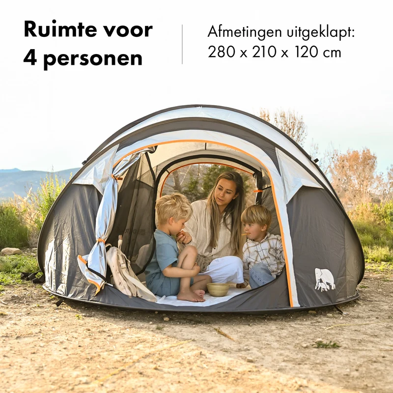 Pop Up Luxus Zelt - 2000MM Wassersäule - Creme - 4 Personen