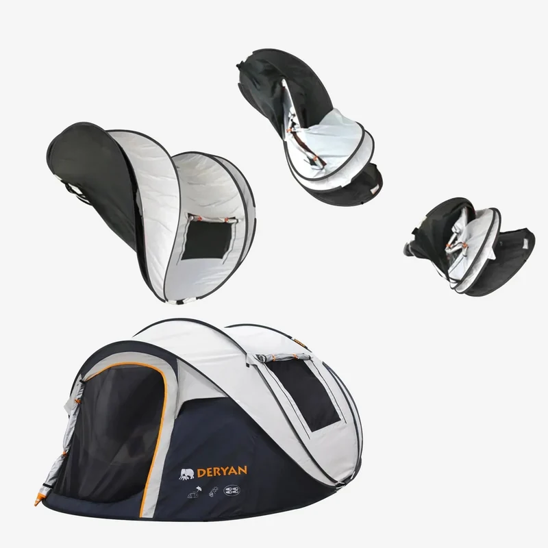 Pop Up Luxus Zelt - 2000MM Wassersäule - Creme - 4 Personen