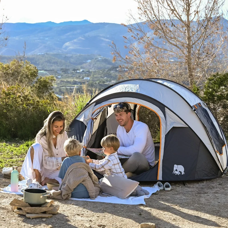Pop Up Luxus Zelt - 2000MM Wassersäule - Creme - 4 Personen