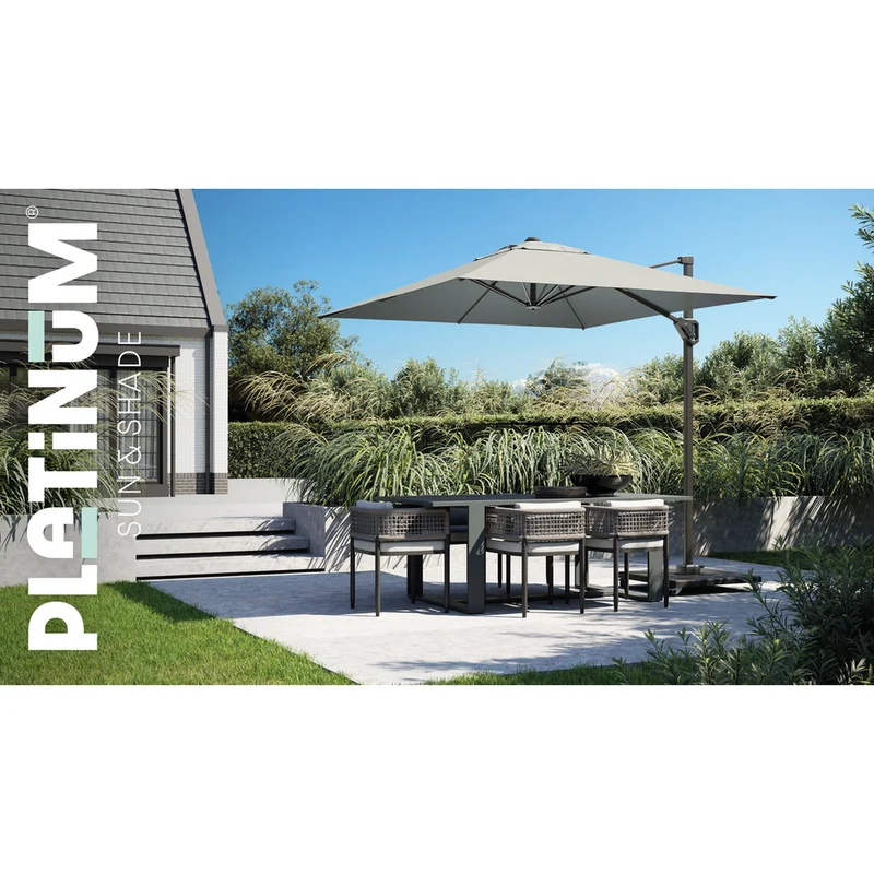 Platinum Sun & Shade zweefparasol Voyager T¹ Sandstone 300x200 Ivory