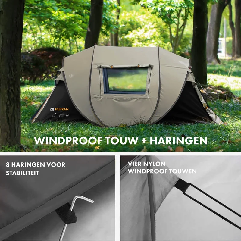 Luxus-Pop-up-Zelt – 5000 mm Wassersäule – Beige – für 4 Personen