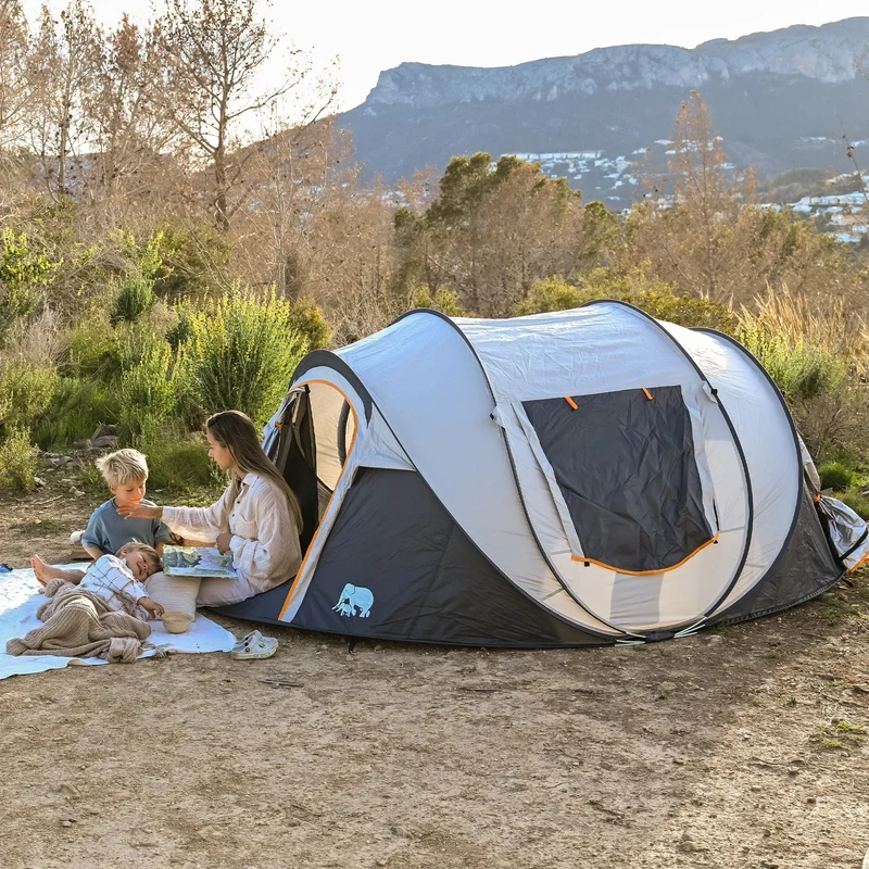 Luxus-Pop-up-Zelt – 5000 mm Wassersäule – Beige – für 4 Personen