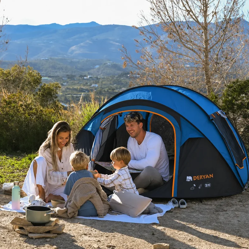 Pop Up Luxus Zelt - 2000MM Wassersäule - Navy - 4 Personen