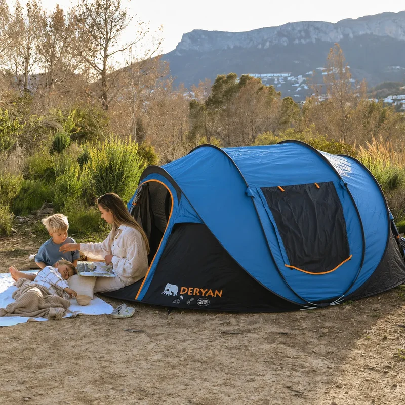 Pop Up Luxus Zelt - 2000MM Wassersäule - Navy - 4 Personen
