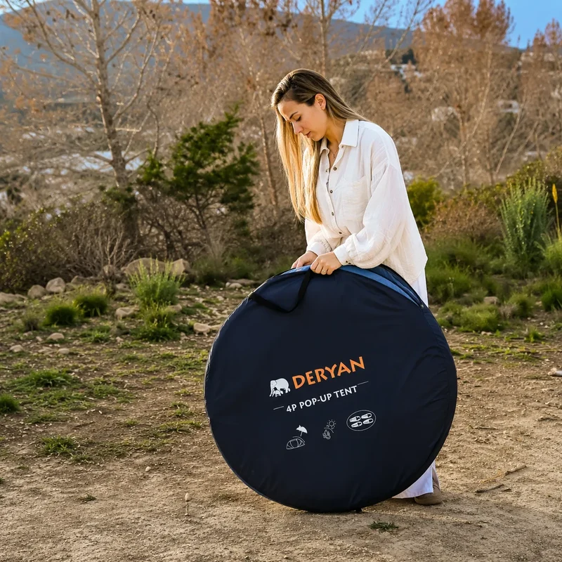 Pop Up Luxus Zelt - 2000MM Wassersäule - Navy - 4 Personen
