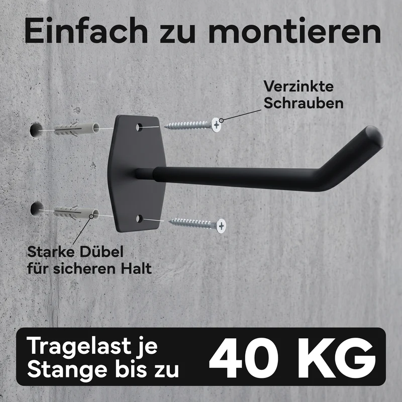 Wandhalterung 2er-Set - für Fitnessmatten mit Ösen