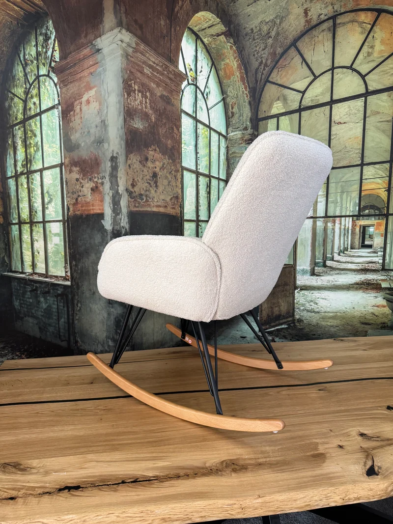 Schaukelstuhl Sessel +Holzkufen +Metallgestell +extra dick gepolstert +verschiedene Farben