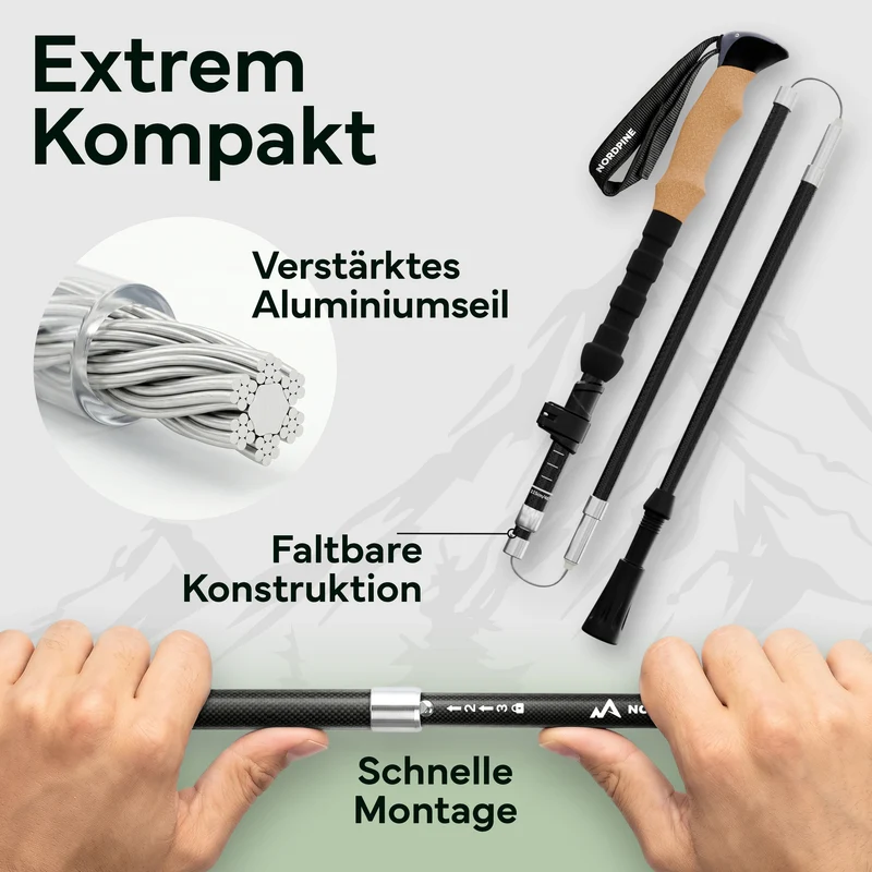 Faltbare Wanderstöcke aus Carbon / Aluminium