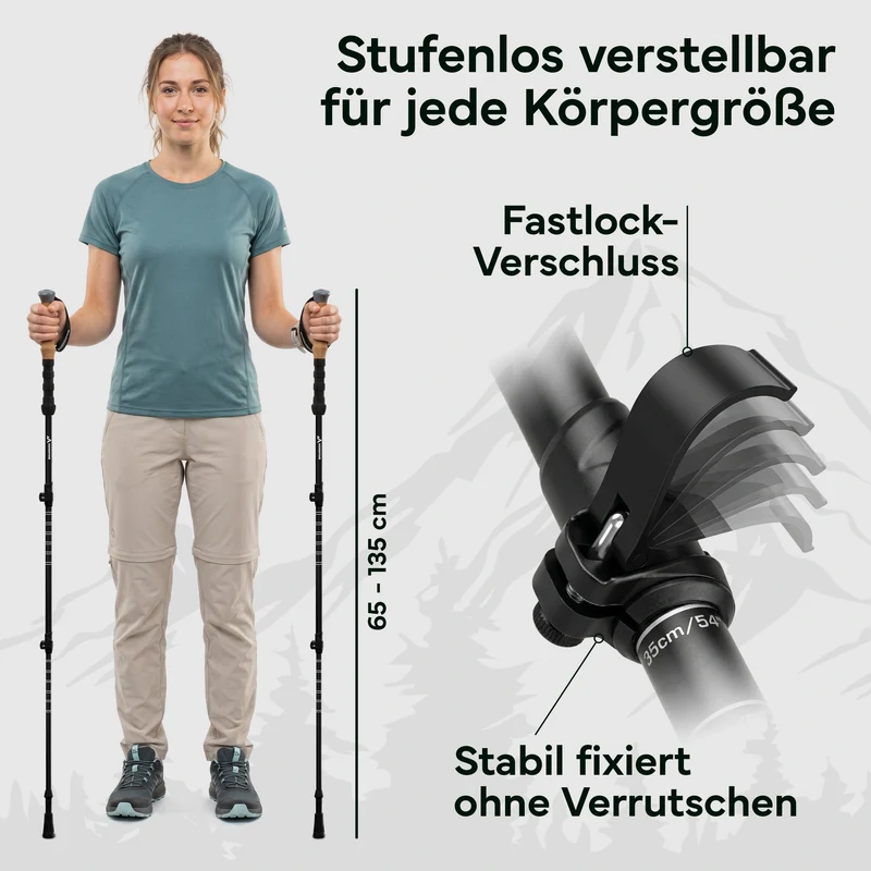 Teleskop Wanderstöcke aus Carbon / Aluminium