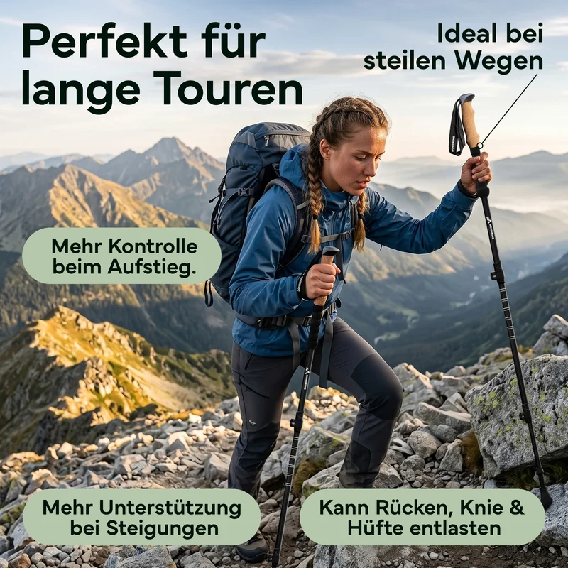 Teleskop Wanderstöcke aus Carbon / Aluminium