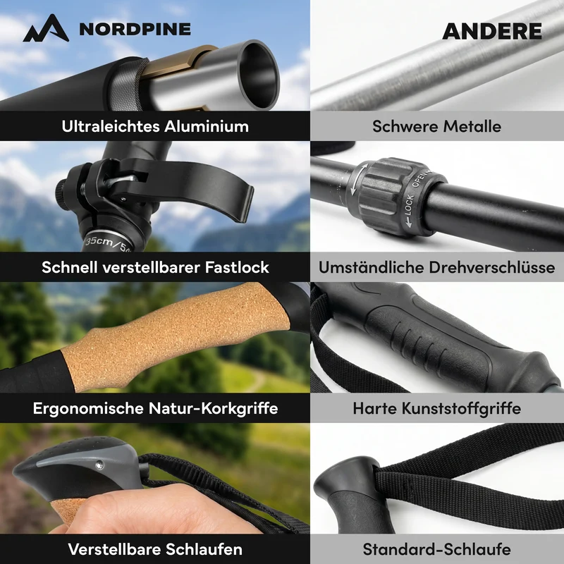 Teleskop Wanderstöcke aus Carbon / Aluminium
