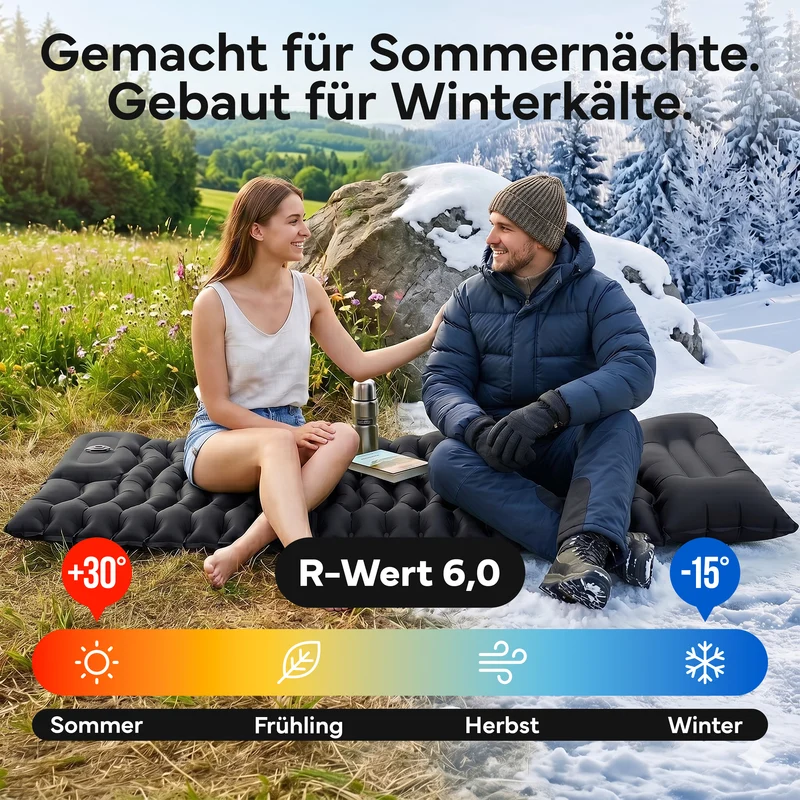Isomatte Single - kombinierbar, integrierte Luftpumpe