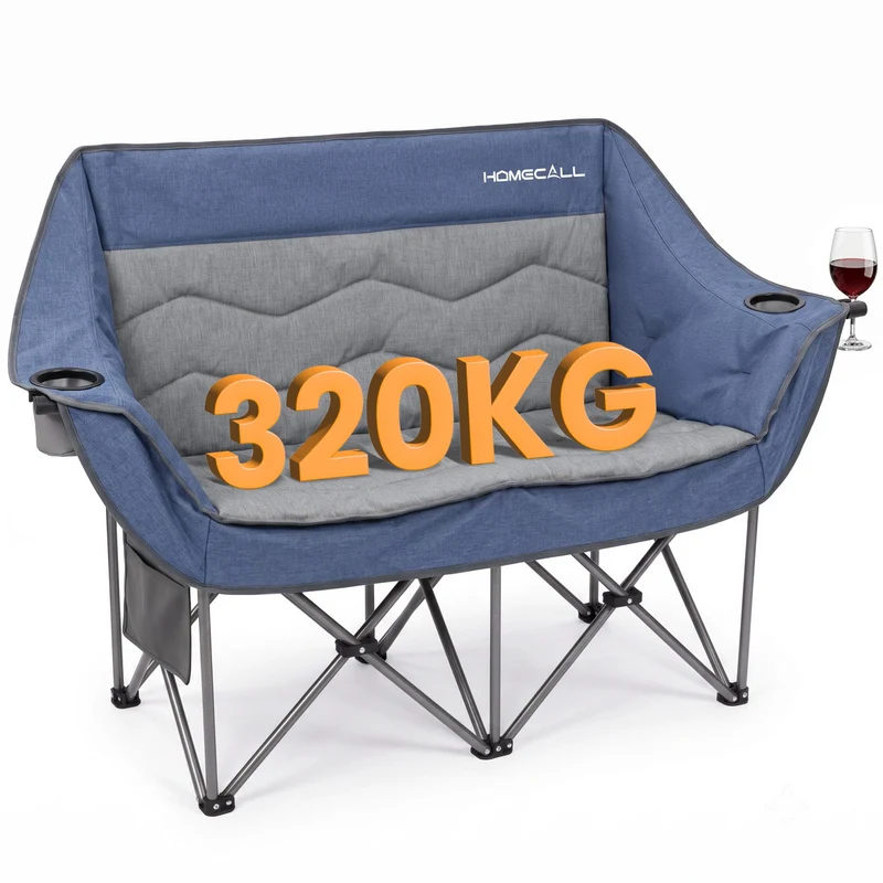 HOMECALL Campingstuhl 2 Personen faltbar – Doppel Campingsofa bis 360 kg, stabile Camping Couch mit Rückenlehne