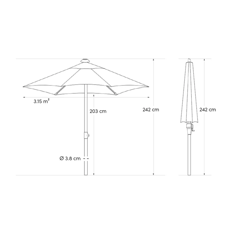 Platinum Sun & Shade parasol Lisboa 210x150 Antraciet