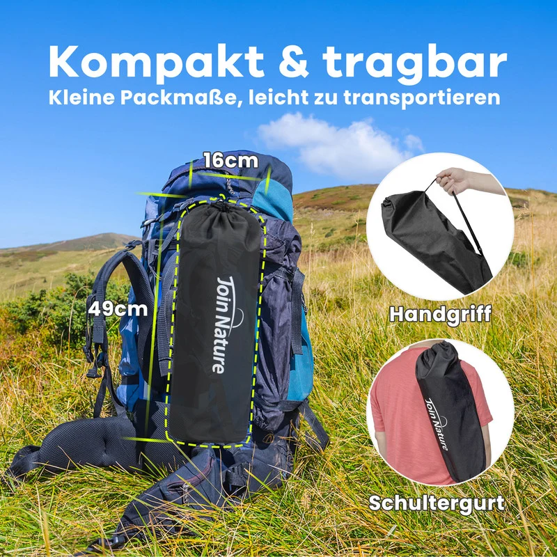 Ultraleichtes Campingbett 190×65×15 cm – Feldbett faltbar mit Aluminiumrahmen bis 150 kg, kompakt & stabil für Camping und Trekking