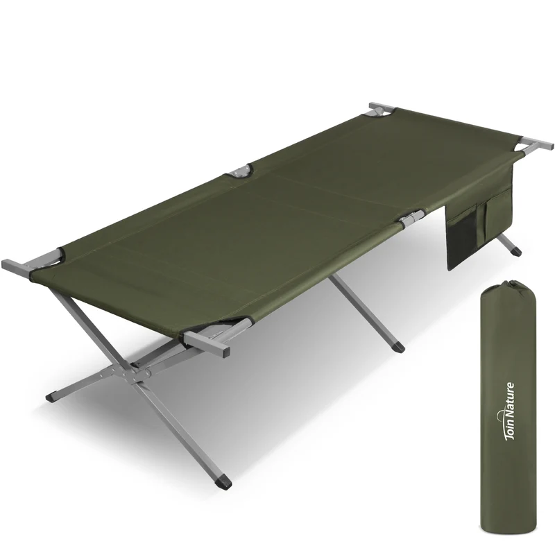 Feldbett klappbar XXL bis 200 kg belastbar – Campingbett 208 cm mit Tragetasche, grün