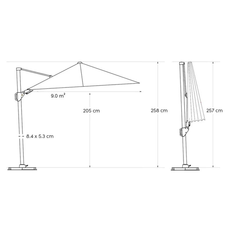 Platinum Sun & Shade zweefparasol Nexus T² Premium 300x300 Faded black