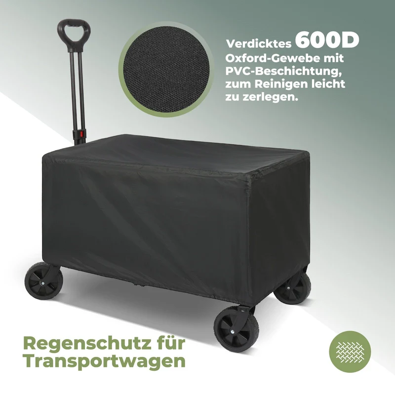 HOMECALL Bollerwagen faltbar 120 L – Handwagen Transportwagen bis 150 kg belastbar mit Regenhülle | B-Ware Sonderposten