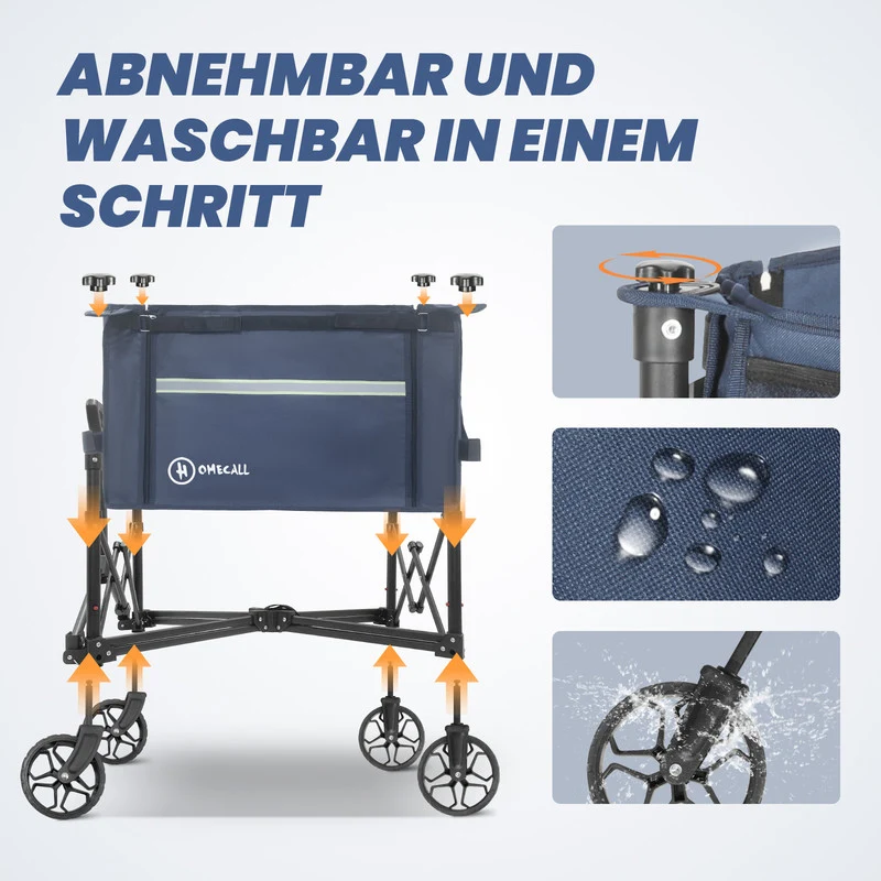HOMECALL Bollerwagen klappbar 100 kg – faltbarer Handwagen mit erweiterbaren Seitenwänden & Reflektorstreifen | B-Ware Sonderposten