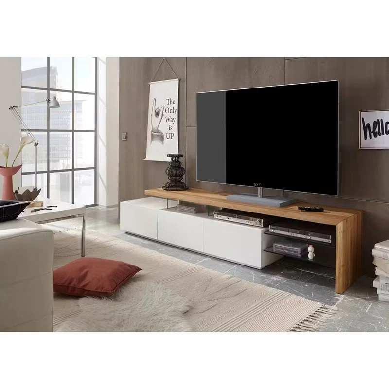 Tv-Unterschrank +Eiche +Glasablagen +Neu auf Lager