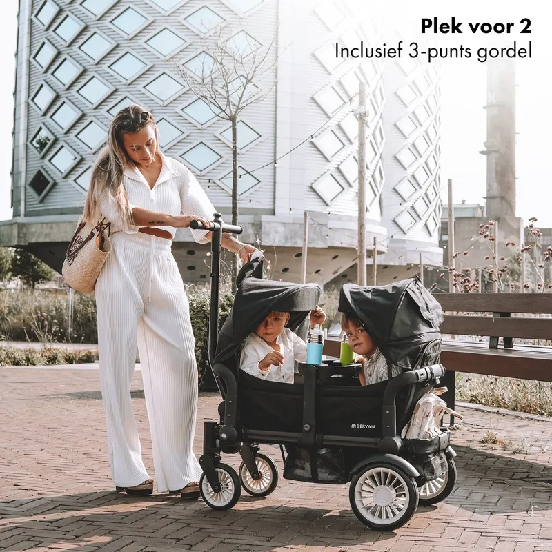 Sandy Luxe Faltbarer Bollerwagen - Beachwagon - Duowagen Schwarz