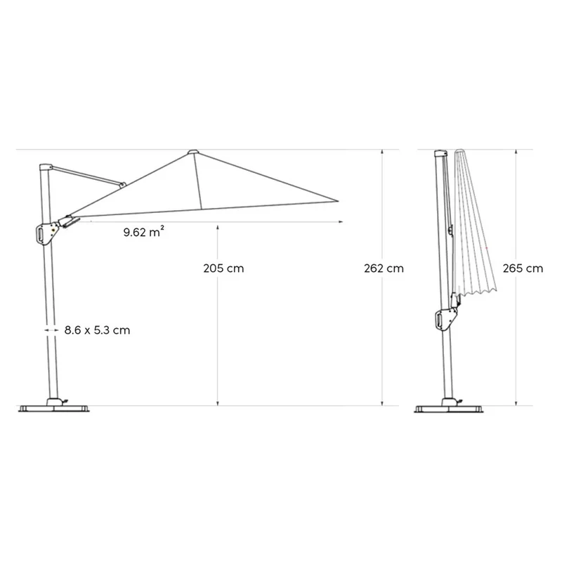 Platinum Sun & Shade zweefparasol Challenger T² Ø350 antraciet