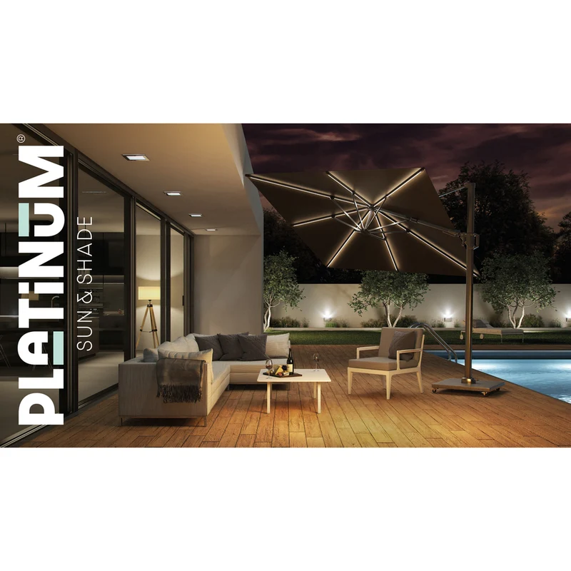 Platinum Sun & Shade zweefparasol Challenger T² Glow ø350 antraciet