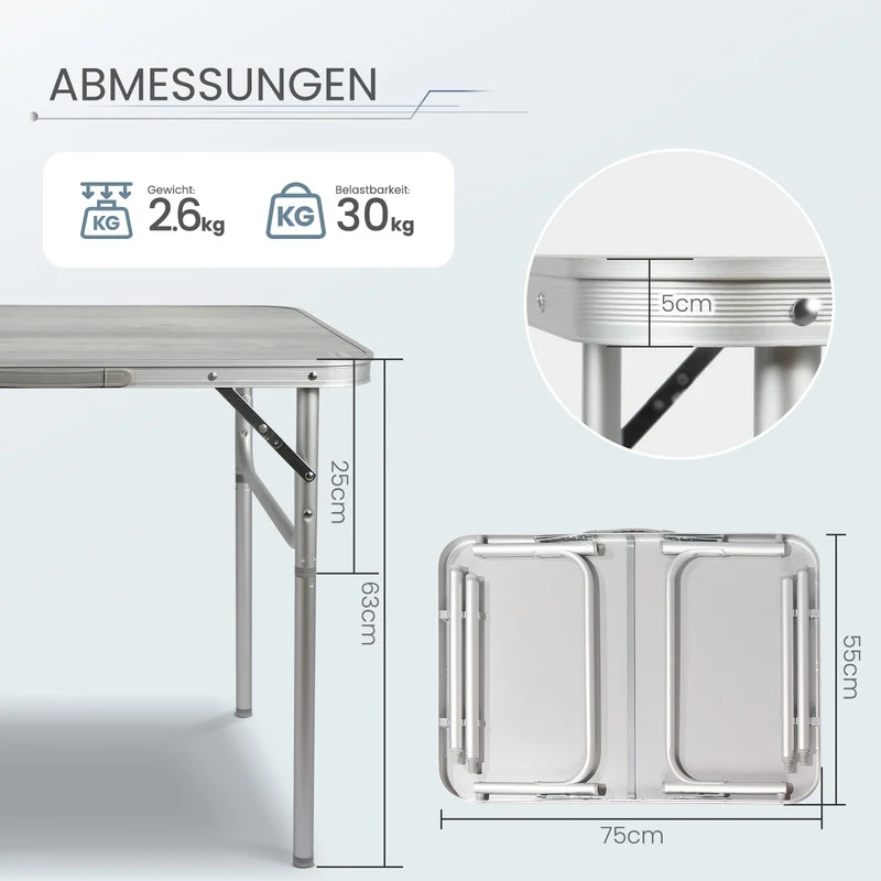 HOMECALL Campingtisch klappbar – Gartentisch höhenverstellbar | B-Ware Sonderposten