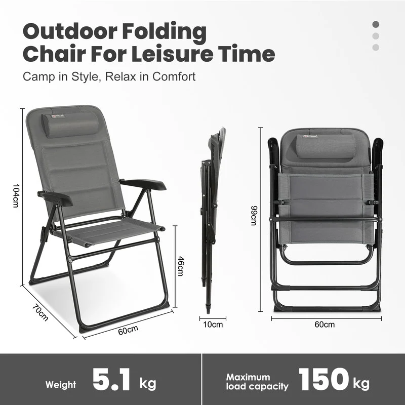 HOMECALL Campingstuhl Hochlehner klappbar – 5-fach verstellbar, Klappbar bis 150 kg belastbar | B-Ware Sonderposten