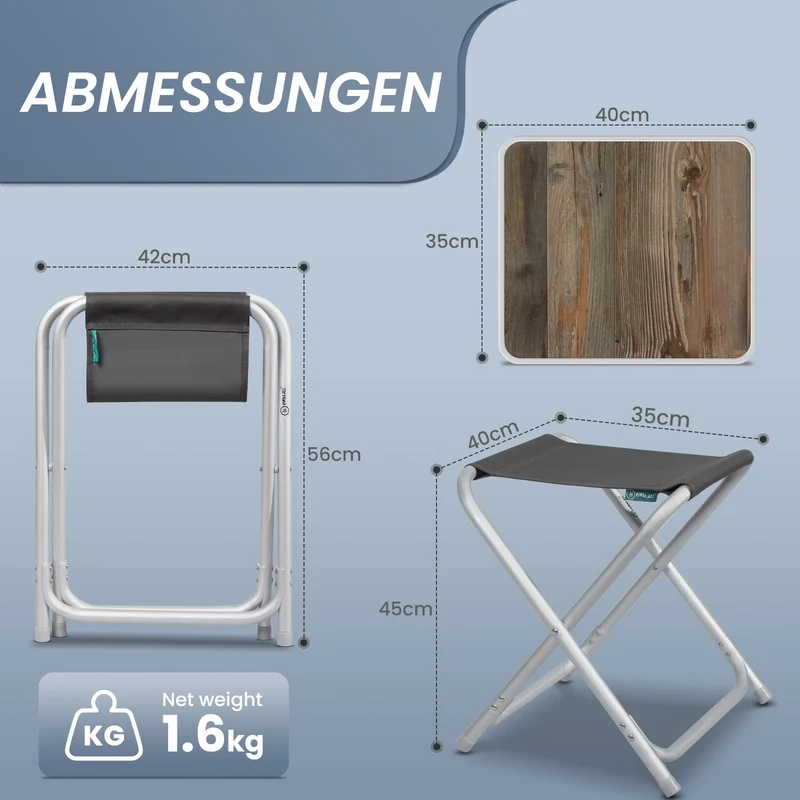 HOMECALL Campinghocker klappbar mit Tischplatte – Aluminium Falthocker 2in1 | B-Ware Sonderposten